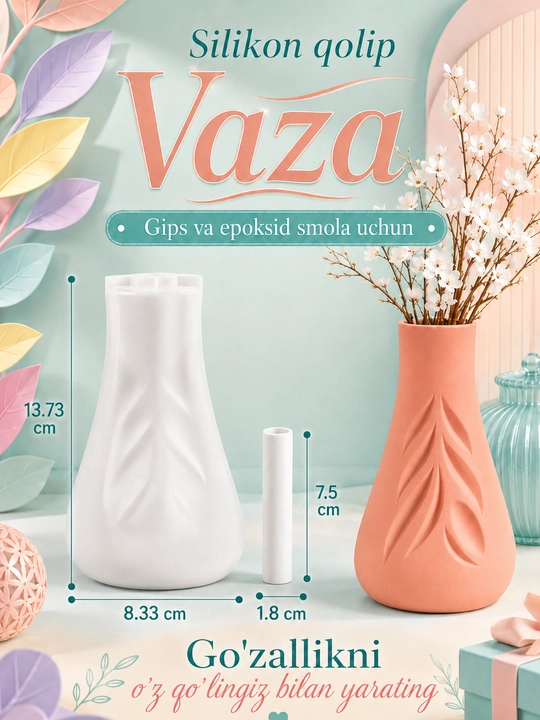 Silikon qolip, gullar uchun guldon, guldon qolipi, gips va smola uchun mold