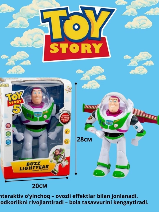 "O‘yinchoqlar tarixi" qo‘g‘irchog‘i  Buzz "Disney" brendidan bolalar uchun sovg‘a - 