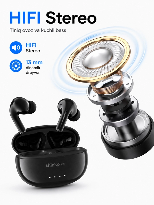 Lenovo LP5pro TWS simsiz quloqchinlar mikrofon bilan, bluetooth sport naushnik