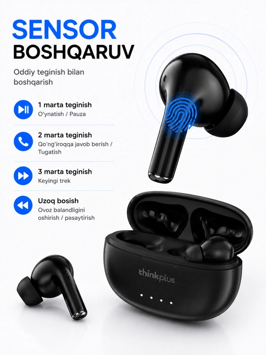 Lenovo LP5pro TWS simsiz quloqchinlar mikrofon bilan, bluetooth sport naushnik