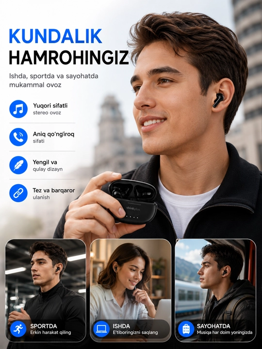 Lenovo LP5pro TWS simsiz quloqchinlar mikrofon bilan, bluetooth sport naushnik
