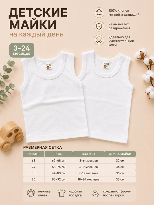 Chaqaloqlar uchun paxtadan tikilgan mayka