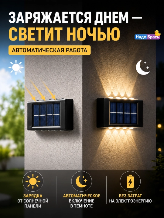 Quyosh batareyali devor chiroqlari 2 dona, bog‘ va panjara uchun iliq oq yorug‘lik