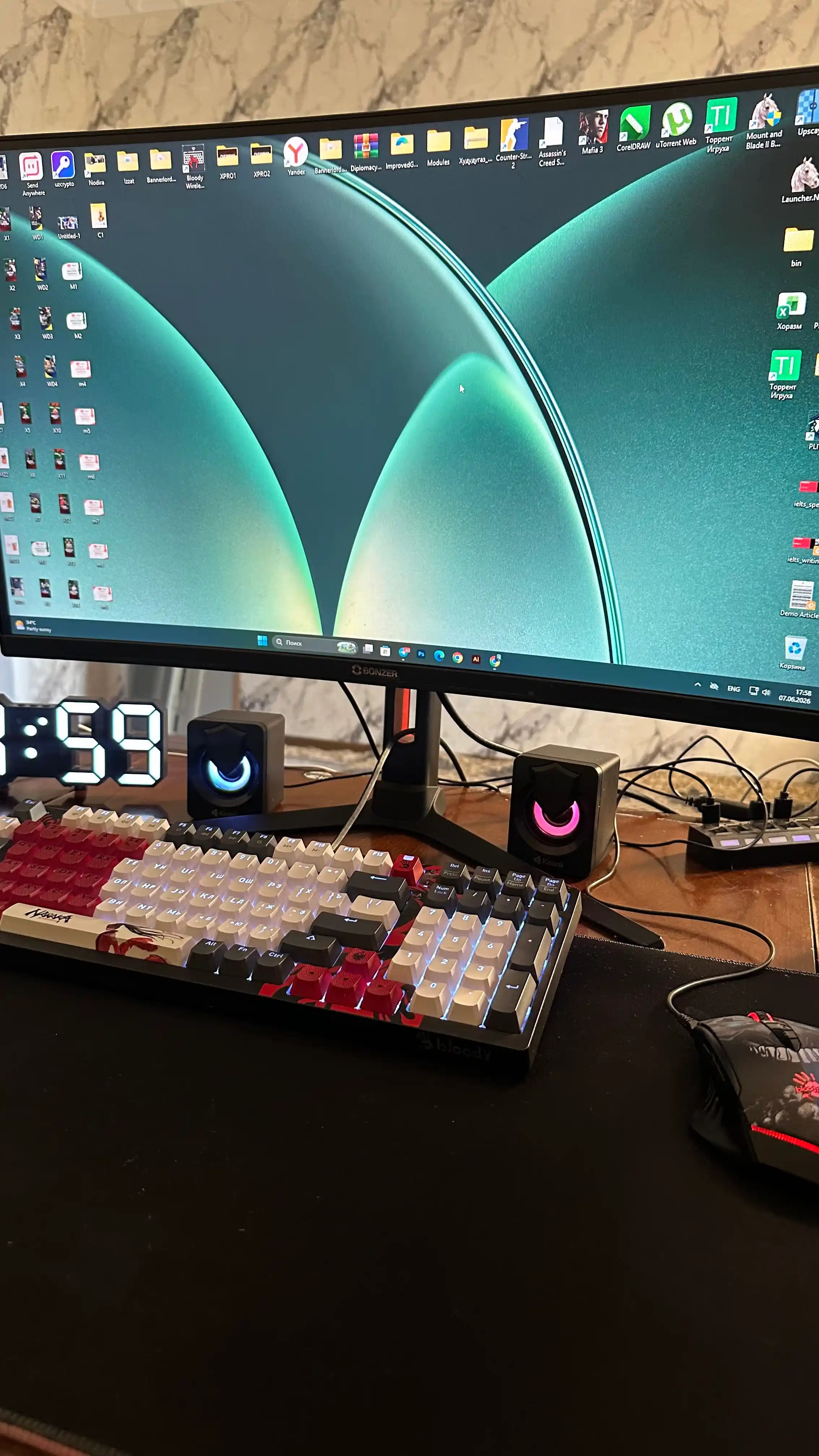 Колонки для компьютера Kisonli L-1030 5 Вт, 2.0, питание от USB, RGB подсветка