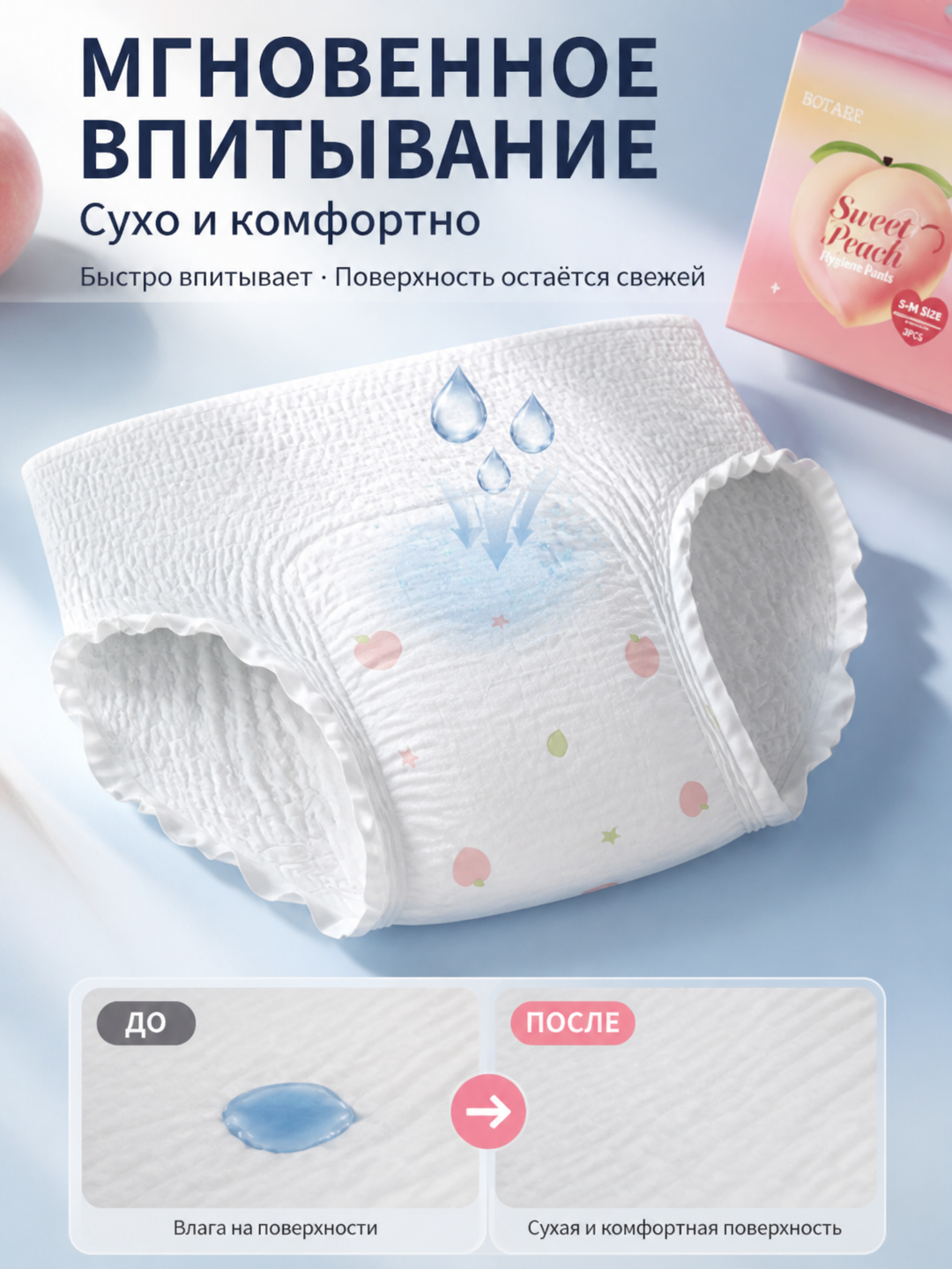 BOTARE Женские менструальные трусы, гигиенические, 5 шт - 