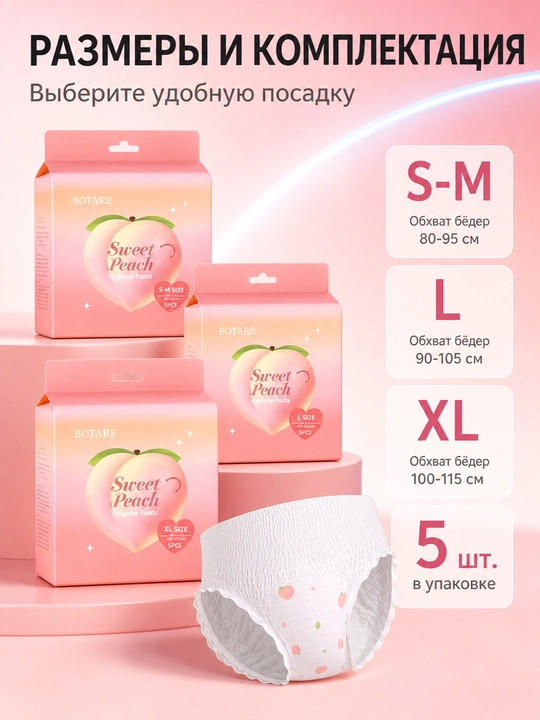 BOTARE Женские менструальные трусы, гигиенические брюки 5 шт - 