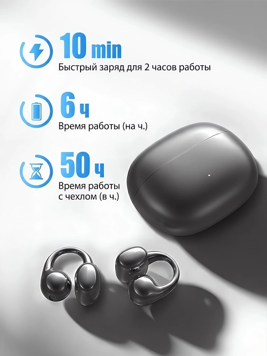 Yagizaai Gen 3 simsiz sport quloqchinlari Clip-on Bluetooth 5.4 ochiq turdagi 50 soat