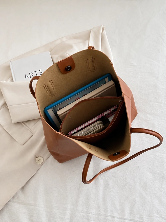 Ayollar uchun katta shopper sumka, PU charm tote, ish va hujjatlar uchun