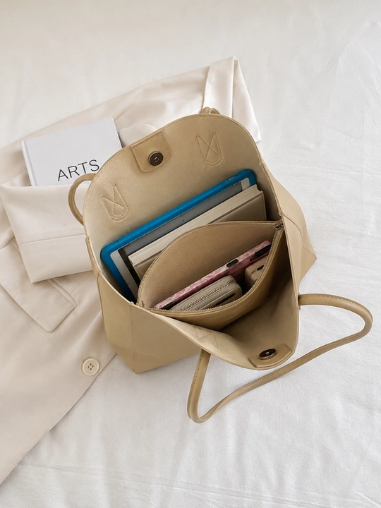 Ayollar uchun katta shopper sumka, PU charm tote, ish va hujjatlar uchun