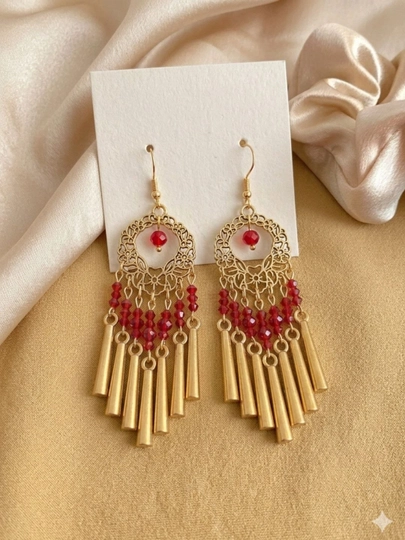 Национальные серьги женские, Handmade, элегантная модель — HANDSY-ZIRAK-ФУКСИЯ