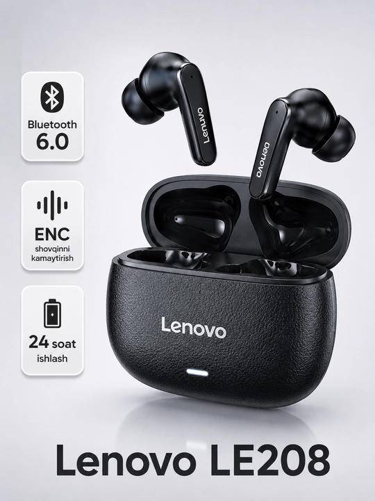 Lenovo LE208 simsiz quloqchinlar, bluetooth naushnik TWS, 24 soat - 