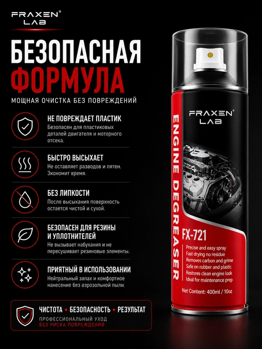 FX-721 avtomobili dvigatelining yuzalaridan dog‘larni ketkazish va yog‘sizlantirish uchun tozalagich
