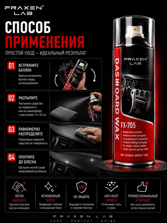 FX-705 полироль для панели автомобиля с антистатическим эффектом