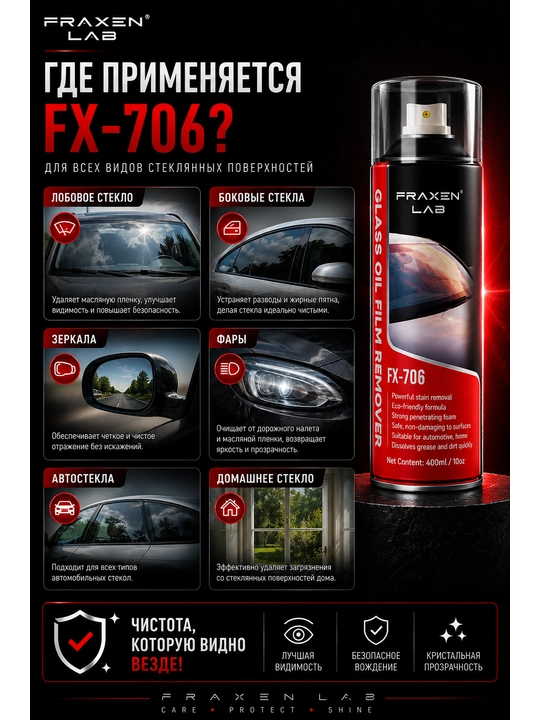 Средство для удаления масляной пленки со стёкол FX-706
