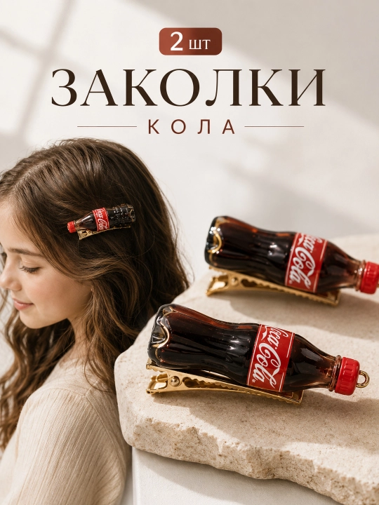 Заколки яблочки, клубнички, лампочка, 2 шт, для волос, фруктовые заколки ручной работы - 