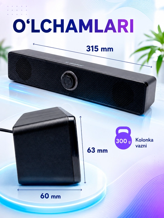 Bluetooth saundbar 6Vt, kompyuter, Smartfon,  noutbuk va televizor uchun stereo kolonka