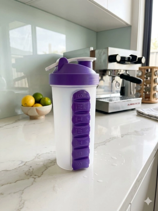 Bo‘limli shaker idish, sport va kunlik ichimliklar uchun qulay plastik butilka - 