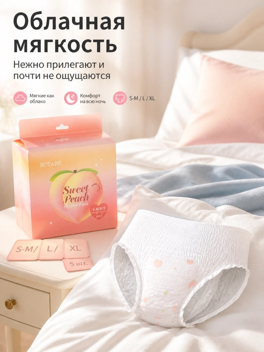 BOTARE Женские менструальные трусы, гигиенические 5 шт - 