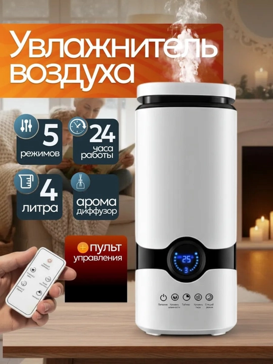 Умный USB увлажнитель +  ночник с подсветкой, авто-отключение - 