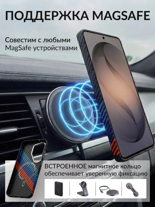 Карбоновый чехол для Samsung S22,S23,S24,S25,S26 FE,PLUS, ULTRA Magsafe, жесткий
