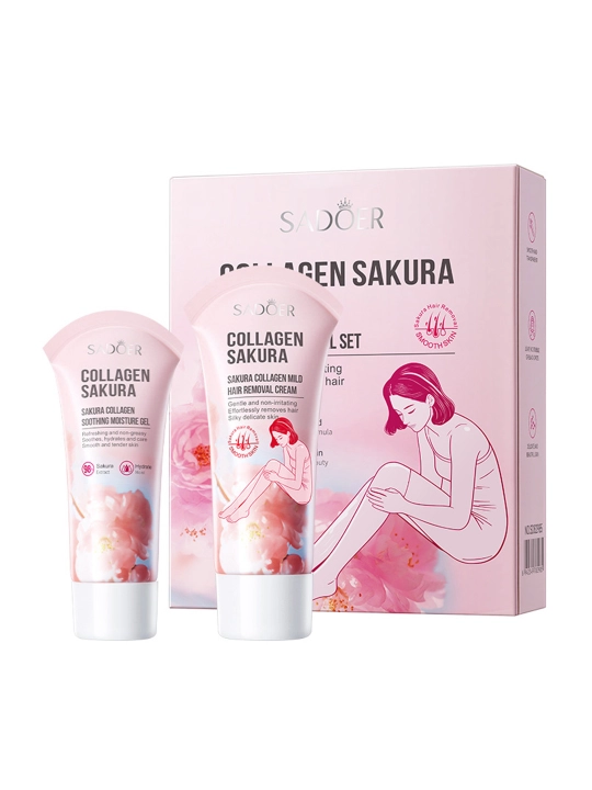 Cherry Blossom Collagen Skin-Softening Hair Removal Set epilyatsiya to‘plami, 60 g + 30 g - 