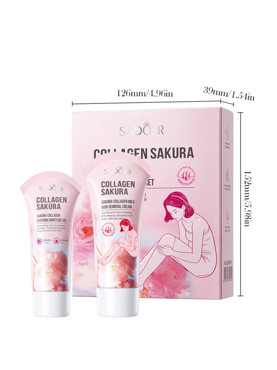 Cherry Blossom Collagen Skin-Softening Hair Removal Set epilyatsiya to‘plami, 60 g + 30 g
