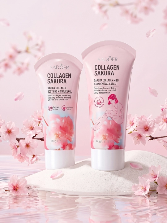 Cherry Blossom Collagen Skin-Softening Hair Removal Set epilyatsiya to‘plami, 60 g + 30 g