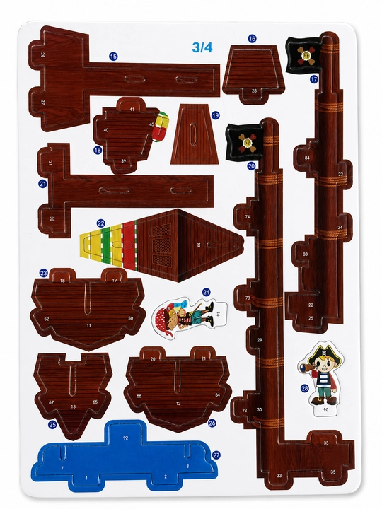 3D Puzzle kema konstruktori, pirat kemasi yig‘ma model o‘yinchoq - 