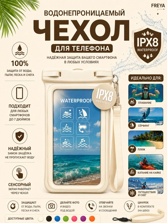 Suzishda suv o‘tkazmaydigan, germetik va universal telefon g‘ilofi - 