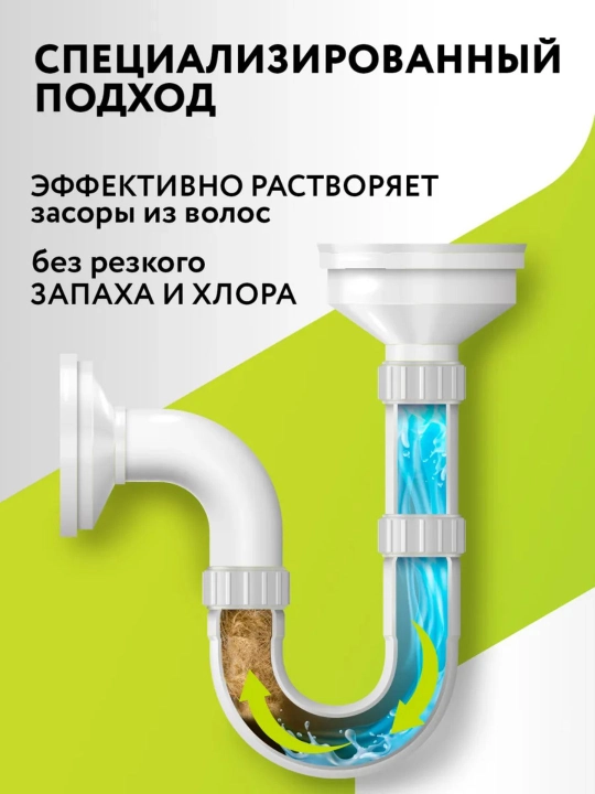 Средство для устранения засоров от волос, 2 саше по 50 г