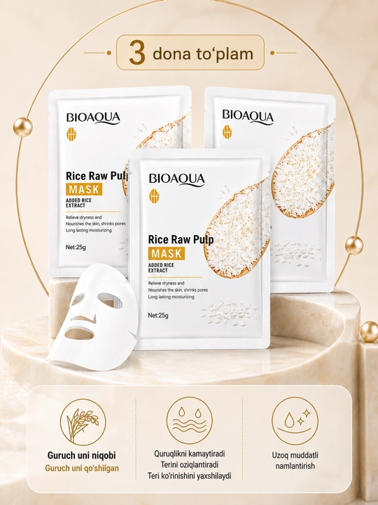 Маска для лица Bioaqua Rice Raw Pulp Mask с экстрактом риса - 