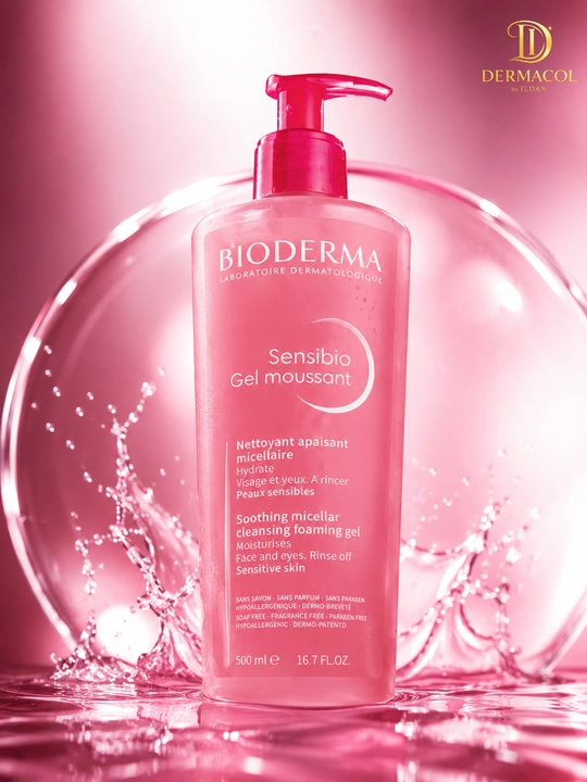 Мягкий гель для умывания лица Sensibio Moussant Bioderm для ежедневного ухода 500 мл