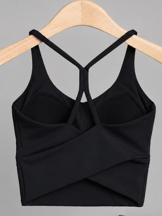 Ayollar sport topi, ichki kosachali va X shaklidagi orqa dizaynli, yoga va fitnes uchun