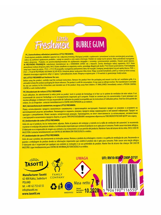 Freshmen Bubble Gum avtomobil xushbo‘ylantirgichi – avtomobil uchun osma havo tozalagich