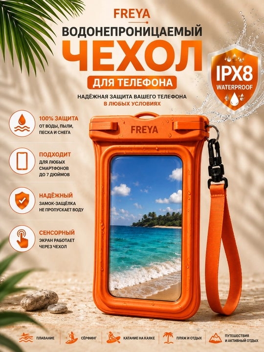 Suzish uchun suv o‘tkazmaydigan, germetik va universal telefon g‘ilofi - 