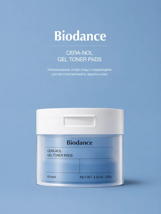 Тонер-пэды для лица Biodance Cera-Nol гидрогелевые с ледниковой водой, 60 шт - 