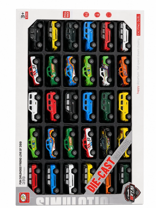 Die-cast mashinkalar to‘plami, 30 dona rangli metall avtomobil o‘yinchoqlar - 