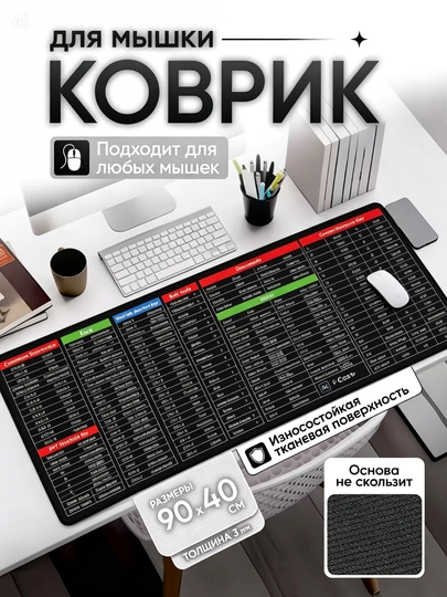 Большой коврик 90x40x3 мм, игровой и офисный коврик для клавиатуры и мыши — GAMAC-KOVRIK-ЗЕЛХАКИ