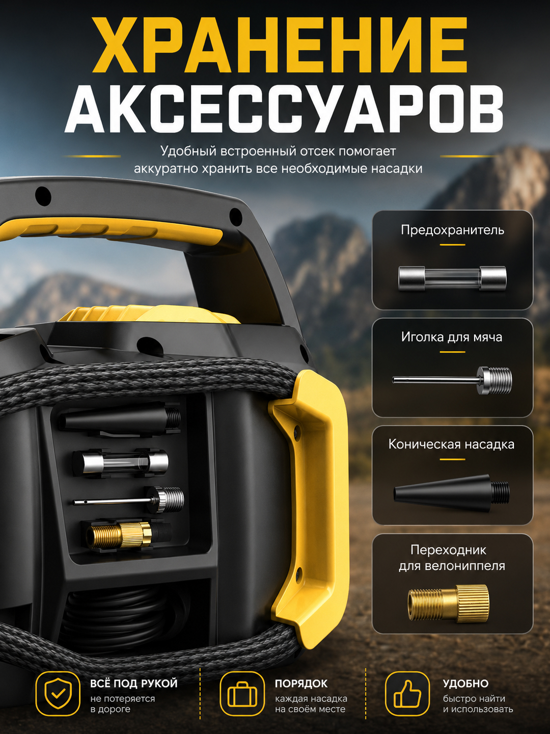 Портативный автомобильный компрессор CARSUN