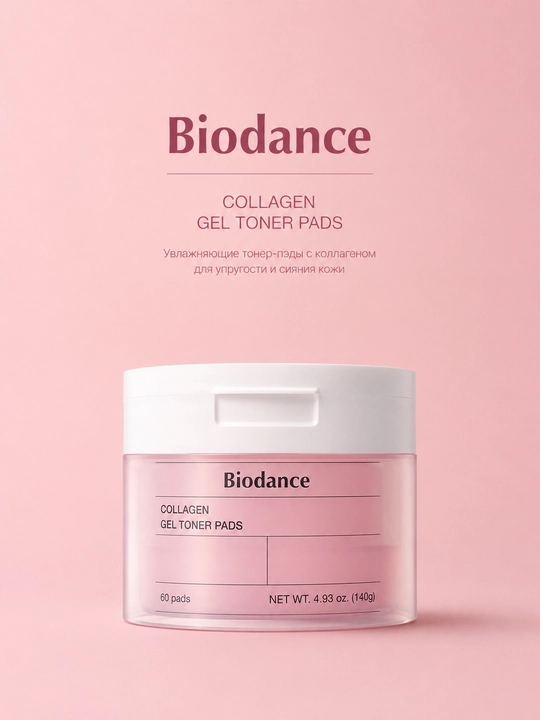 Тонер-пэды для лица Biodance Collagen гидрогелевые с коллагеном, 60 шт - 