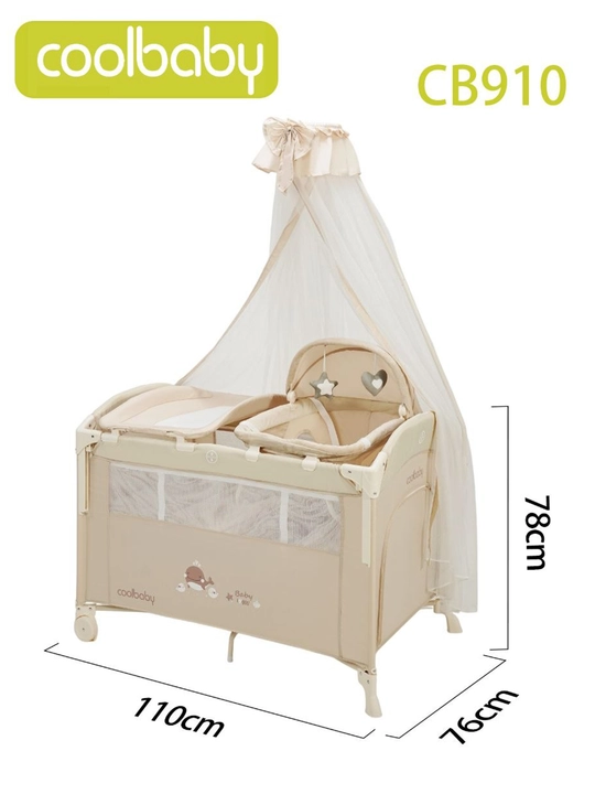 Ko‘p funksiyali bolalar karovoti, manej, 50 kg gacha yuklama, 0–3 yosh
