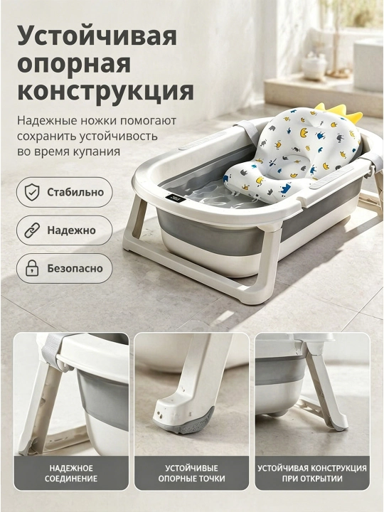 Детская ванночка для купания новорожденных, тазик, горка, ковш, ведро, складной набор