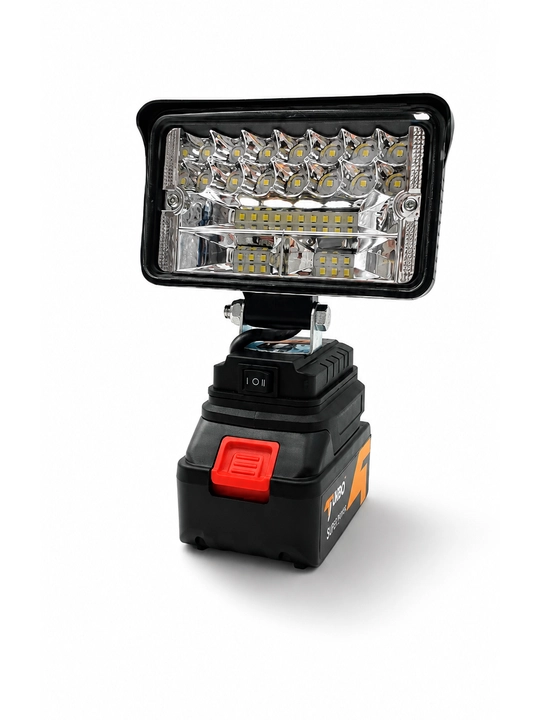 Akkumulyatorli LED projektor chiroq 12V–36V, zaryadlovchi bilan