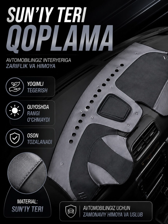 Cobalt, Lacetti, Spark, Nexia 1-3 uchun charmdan yasalgan torpeda uchun avtomobil gilami