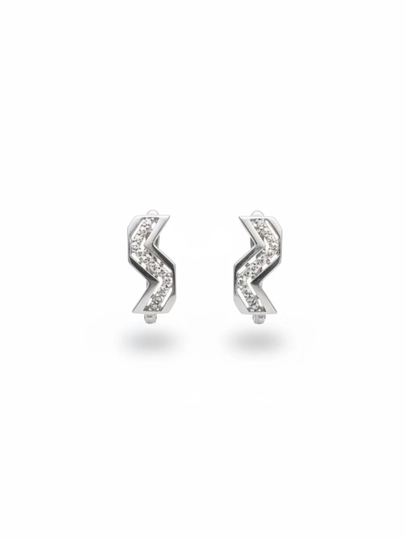 Серьги из серебра 925 пробы, фианиты, молния — MRKND-9102263930-СЕРЕБРН