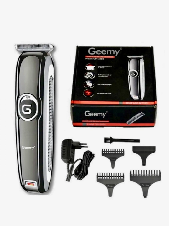 Geemy GM-6050 Soqol va soch uchun professional trimmer, 3 ta nasadka, to‘liq to‘plam