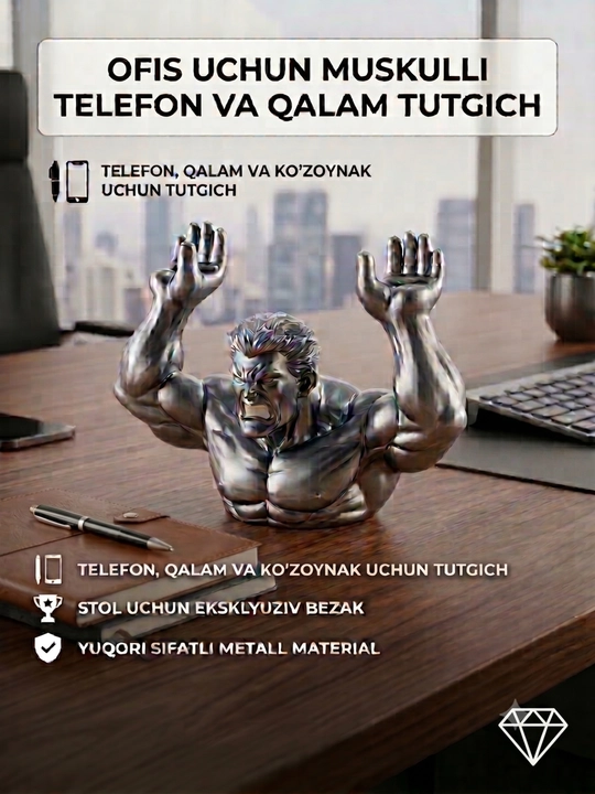 Telefon va ruchkalar uchun ijodiy IronMan Hold tagligi, stol ustidagi haykalcha ushlagichi - 