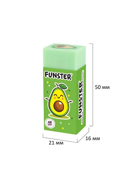 Ластик FUNSTER, 50х21х16 мм, прямоугольный, картонный держатель, 2шт