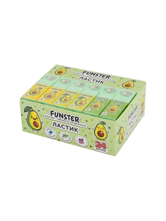 Ластик FUNSTER, 50х21х16 мм, прямоугольный, картонный держатель, 2шт