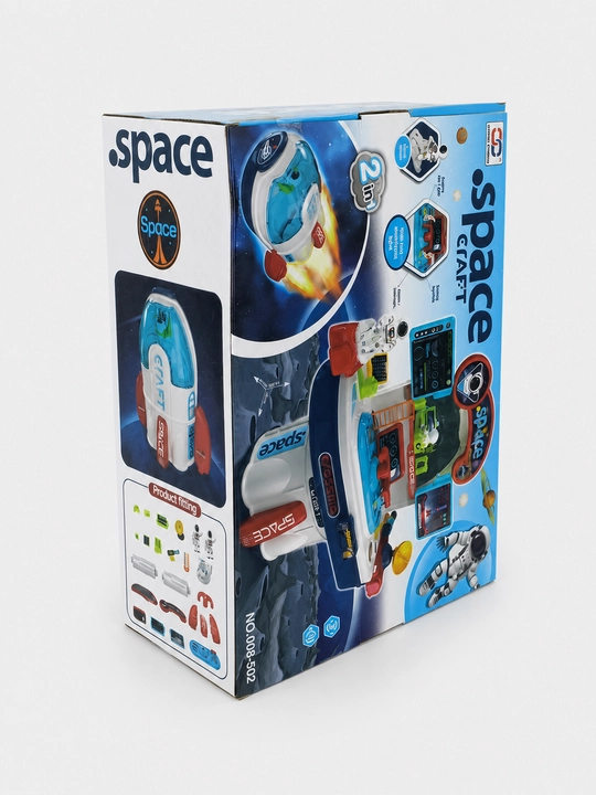 Space Craft 2-in-1 Kosmik stansiya o'yinchoq to'plami raketa bilan, Xiong Cheng NO.008-502